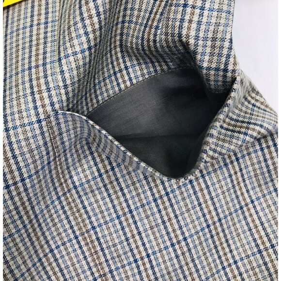 Konen Munchen Linen Sport Coat Plaid Blue Gray 40 42 Mens Preppy Academia Y2K - Picture 13 of 13